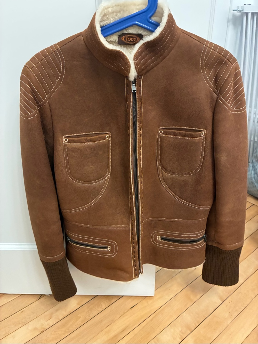 Tod's Brown Shearling Leather Jacket